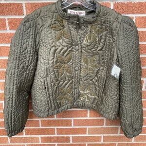 Free People Quinn Quilted Jacket Olive Women's size L NWT
